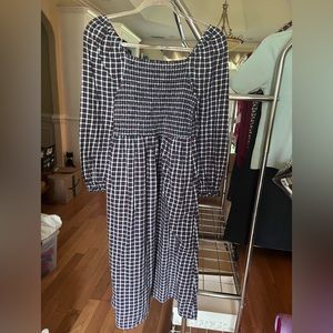 J. CREW Size S Navy Flannel Squareneck Smock Midi Dress